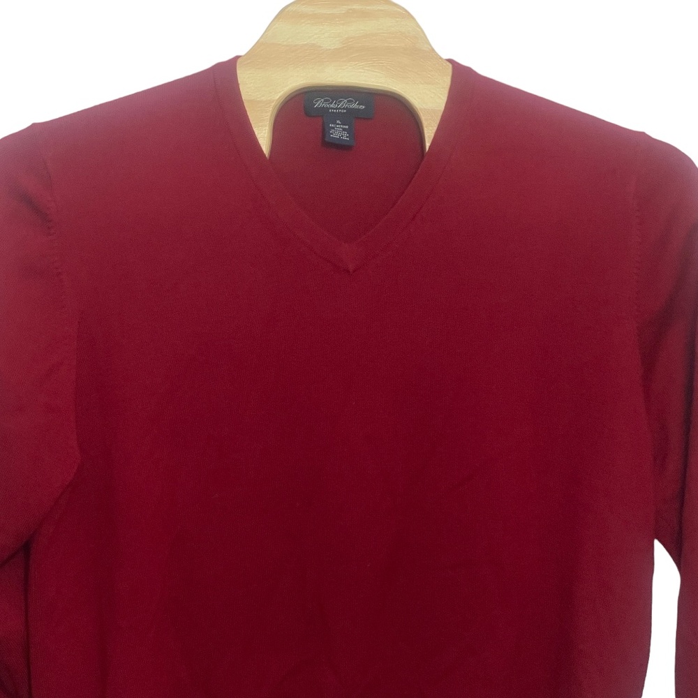 Brooks Brothers‎ XL Red V-neck Sweater Wool Blend - Picture 4 of 5